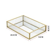 Gold Makeup Tray with Mirror -