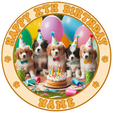 3-6 Inch Puppies, Personalised, Edible Cake Toppers, Puppy, Party, Dogs
