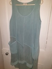 ladies pastel turquoise Sleeveless dress by ELISA CAVALETTI size M lace detail 