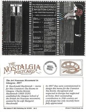 Postcard Miss Cranstons Tea Rooms Menu Art Nouveau Charles Rennie Mackintosh