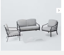 John Lewis Marlow Aluminium 4 Seater Garden Lounge Set Black Grey