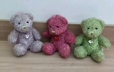 3 Vintage Small Sparkling Teddy Bears 1 Yellow 1 Red 1 Lilac