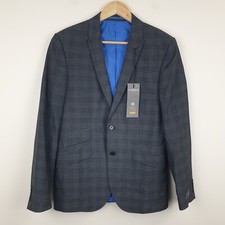 Marks and Spencer Blazer Jacket Mens 38 Grey Super Slim Fit Checked M & S Check