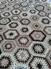 New  Handmade Vintage Style Crocheted Granny Blanket 66 inches  by 55 inches