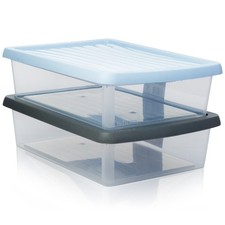 WHAM 8L Stackable Plastic Storage box with Lid - 10cm x 39cm x 27.5cm