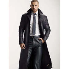 Mens Leather Long Coat Full