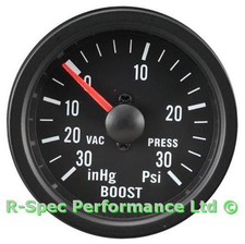 52mm Black Face / Clear Lens Mechanical Turbo Boost Pressure Gauge Kit - PSI