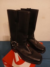 Woodland HIGH HARLEY Mens Black Leather Pull-On Biker Boots Buckle Cowboy UK 9 