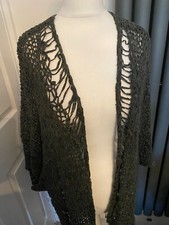 Unusual & Quirky Barbara Speer Linen & Silk Mix Cardigan Charcoal Size 2 NEW