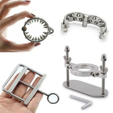 Man Stainless Steel Ball Scrotum Stretcher Lockable Chastity Cage Spiked Ring UK