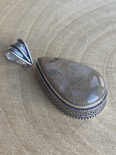 Fossil coral teardrop - coral,