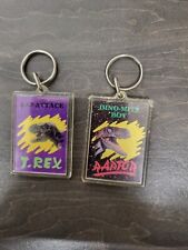 JURASSIC PARK RAPTOR Keyrings ×2 1992 KEYCHAIN PLASTIC Rare Memorabilia 