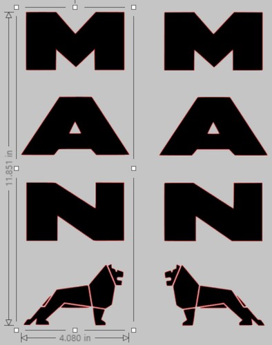 Man truck mirror decals - 2, x