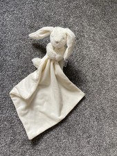 Marks And Spencer Beige White Bunny Rabbit Fluffy Soft Comforter Blanket Toy M&S