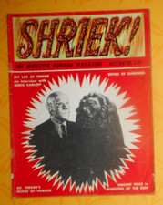 SHRIEK  !  # 2 , OCTOBER 1965,  MONSTER HORROR MAGAZINE , DR TERROR, THE SKULL .