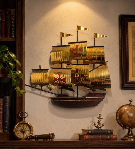 Vintage brass sailboat - vintage,