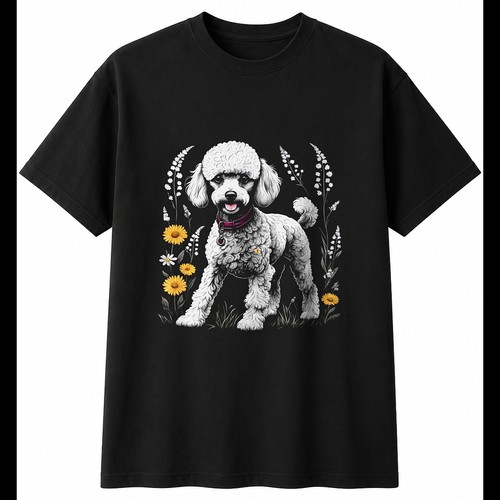Greyscale miniature poodle - greyscale,