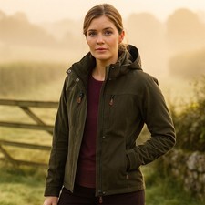 Game Ladies Elise Waterproof Jacket Multipocket Hooded Hunters Green Womens Coat