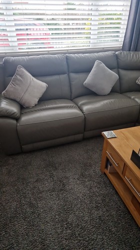 Grey leather corner sofa with - grey,
