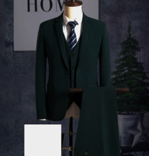 Men's Smart 3 Pieces Suit Blazer Jacket + Tux Vest Waistcoat + Trousers 