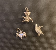 3 x VINTAGE SILVER CHARM PENDANT ANIMAL GROUSE BIRD BUSH BABY GALAGO GIFT