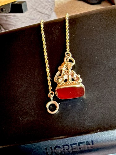Vtg 9ct solid gold fob - solid,