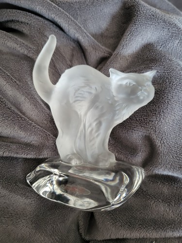 Crystal cat paperweight - cat,