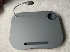 GREY LAPTOP TRAY CUSHION PAD LAP HOMEWORK WORK PORTABLE DESK CUSHIONED LED LAMP