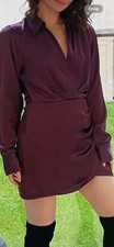 Zara Satin Burgundy Dress Size
