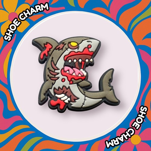 Zombie shark shoe charm - shark, funny