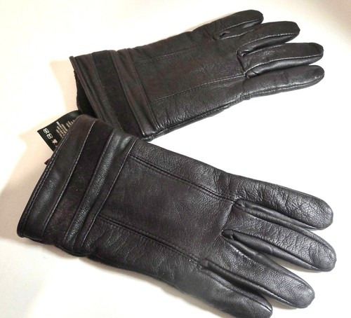 Lined brown leather gloves - ,