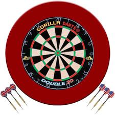 Gorilla Darts Double 20 & PU Dartboard Surround Set Red inc Warranty