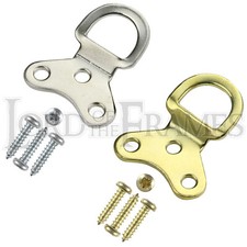 One Piece 3 Hole Plate D-Ring Nickel Brass Optional Screws Picture Frame Hanging