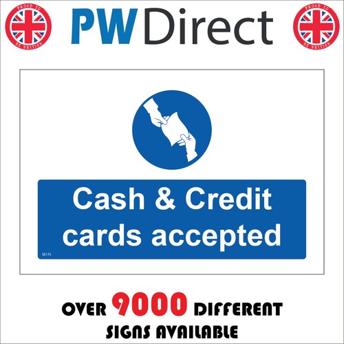 Sign cash and credit cards - cash,