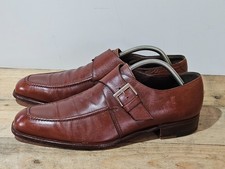 MORESCHI MENS GRAIN LEATHER OXBLOOD BROWN MONK STRAP SHOES SIZE UK/EU 10 US 11