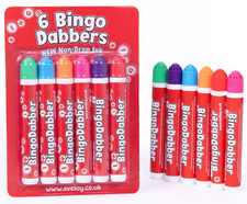 6 Coloured Bingo Dabbers Felt  Markers Mixed Pens Ticket Dobbers Non Drip Job