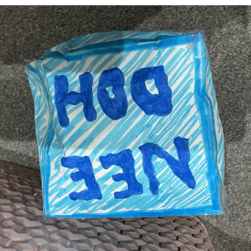 Handmade medium blue white - blue,