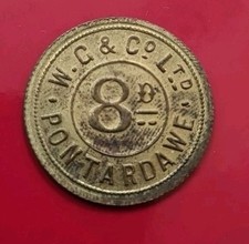 VINTAGE BRASS 8d TOKEN. W. G. & CO OF PONTARDAWE WALES Welsh Token Collectable 