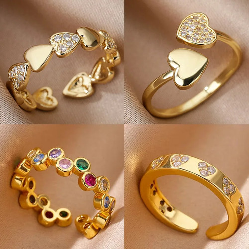 Zircon geometric heart rings - geometric,
