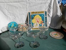 Babycham glasses Five Original White  With 4 Very Old  Place Mats