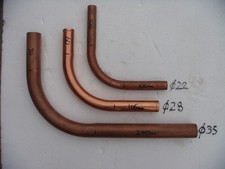 Copper long radius pipe bend one at 22mm dia length of tails as shown 