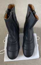 Chloe Lexie black leather ankle boots  Mid heel Double zipper EUR38 UK5 New