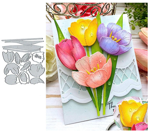 Tulip flower set metal cutting - set,
