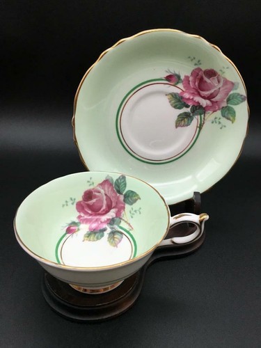 Green paragon tea cup - green, saucer