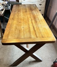 Solid  long heavy antique pitch pine farmhouse table. Excellent Condition.