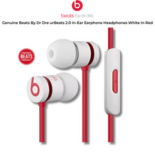 Genuine Beats urBeats 2.0 In-Ear Headphones – White Red – Mic – UK Stock