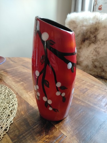 Poole pottery vase red orange - vase,