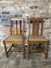 Pair Oak Dining Chairs