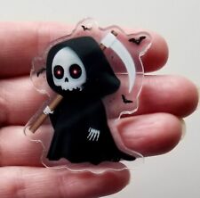 4 x Acrylic Craft Pendants GRIM REAPER SKULL Halloween Hanging Decoration Charms