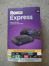 Roku Express HD Used for A Week Only In Black with Remote Control & Power Cables